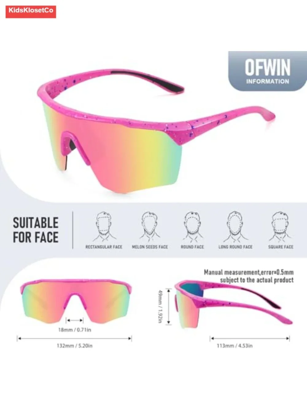 Polarized Sports Sunglasses for Youth Baseball Softball Cycling Running Age 5-15